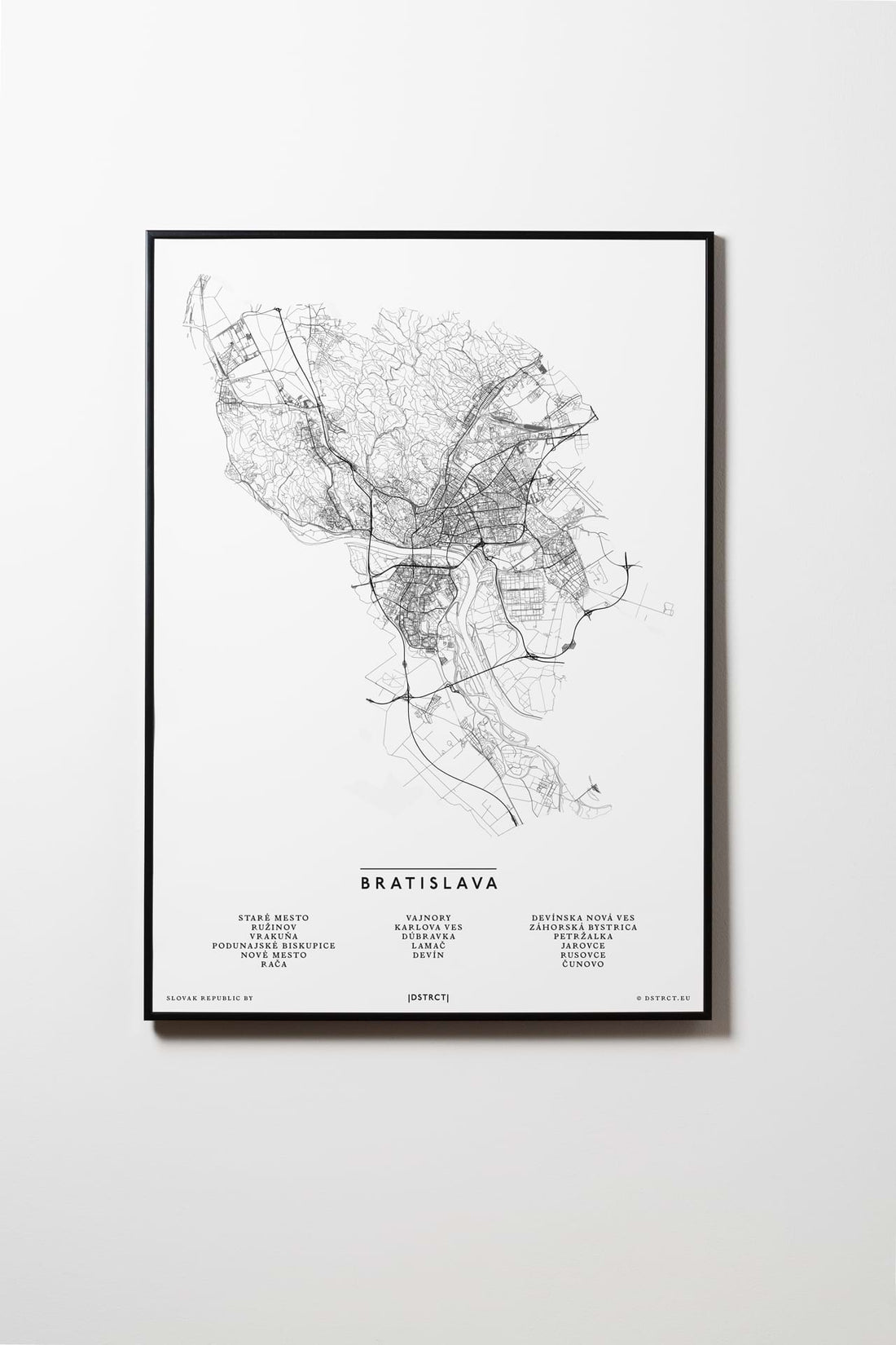 Bratislava | Slowakei | City Map Karte Plan Bild Print Poster Mit Rahmen Framed L & XL