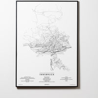 Innsbruck | Tirol | Österreich | City Map Karte Plan Bild Print Poster Mit Rahmen Framed L & XL
