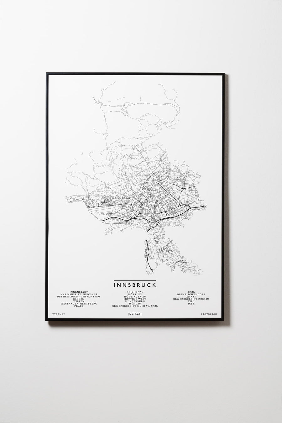 Innsbruck | Tirol | Österreich | City Map Karte Plan Bild Print Poster Mit Rahmen Framed L & XL