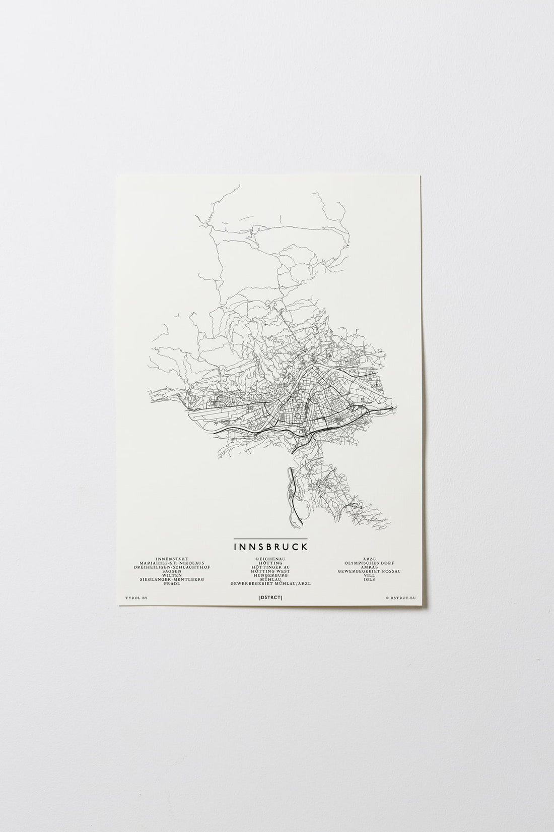 Innsbruck | Tirol | Österreich | City Map Karte Plan Bild Print Poster Ohne Rahmen Unframed