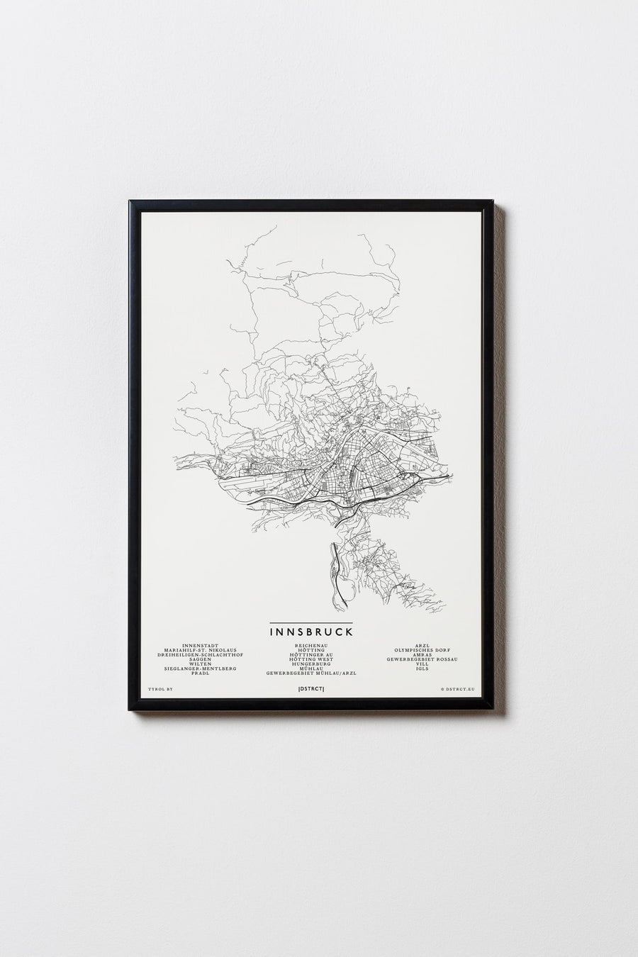 Innsbruck | Tirol | Österreich | City Map Karte Plan Bild Print Poster Mit Rahmen Framed
