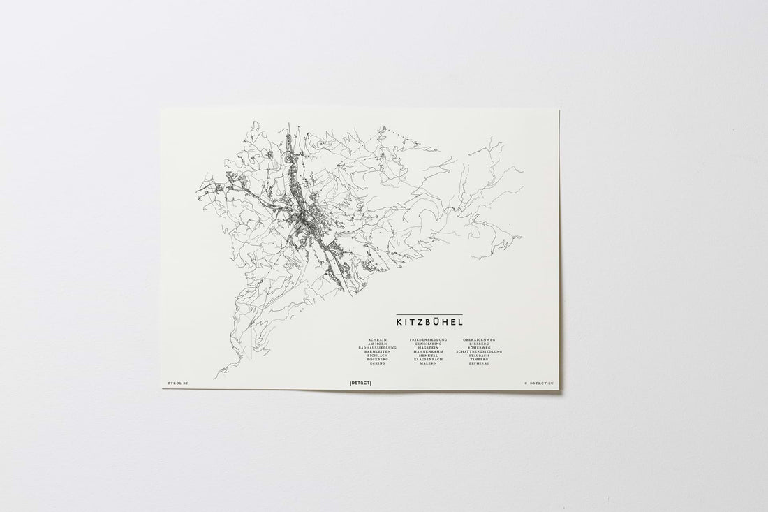 Kitzbühel | Tirol | Österreich | City Map Karte Plan Bild Print Poster Ohne Rahmen Unframed