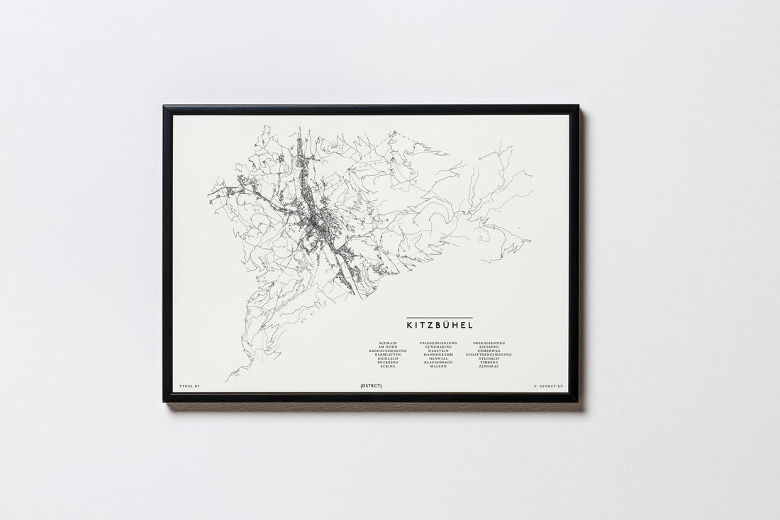 Kitzbühel | Tirol | Österreich | City Map Karte Plan Bild Print Poster Mit Rahmen Framed