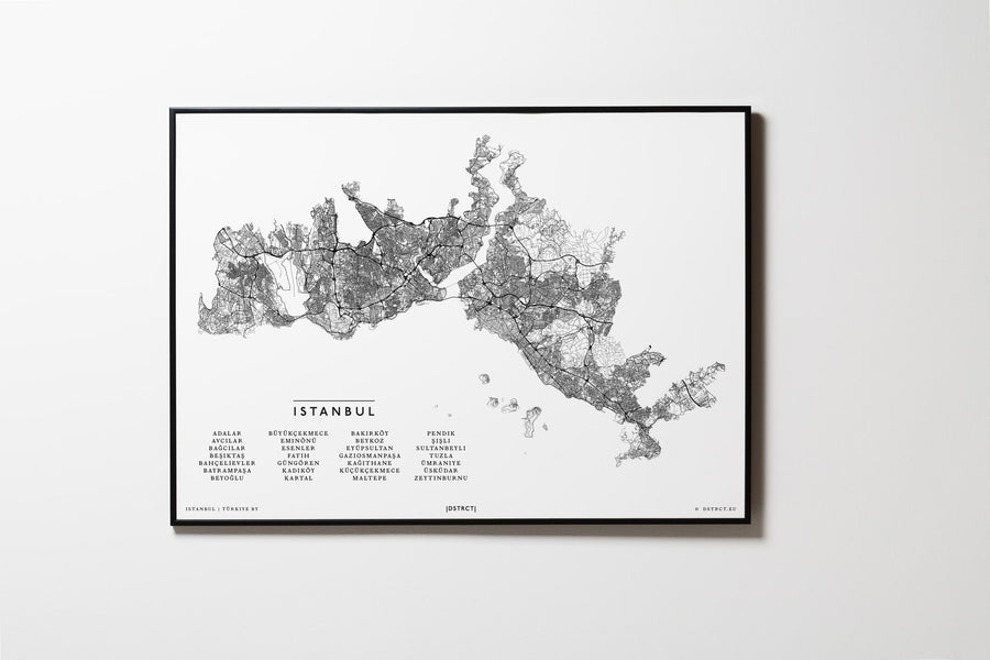 Istanbul | Türkei | City Map Karte Plan Bild Print Poster Mit Rahmen Framed L & XL