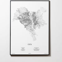 Kiew | Ukraine | City Map Karte Plan Bild Print Poster Mit Rahmen Framed L & XL