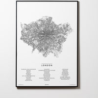 London | England | UK | City Map Karte Plan Bild Print Poster Mit Rahmen Framed L & XL