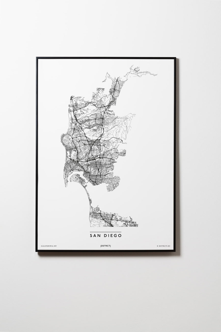 San Diego | California | USA | City Map Karte Plan Bild Print Poster Mit Rahmen Framed L & XL