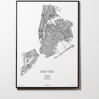New York City | New York | USA | City Map Karte Plan Bild Print Poster Mit Rahmen Framed L & XL