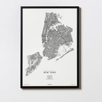New York City | New York | USA | City Map Karte Plan Bild Print Poster Mit Rahmen Framed