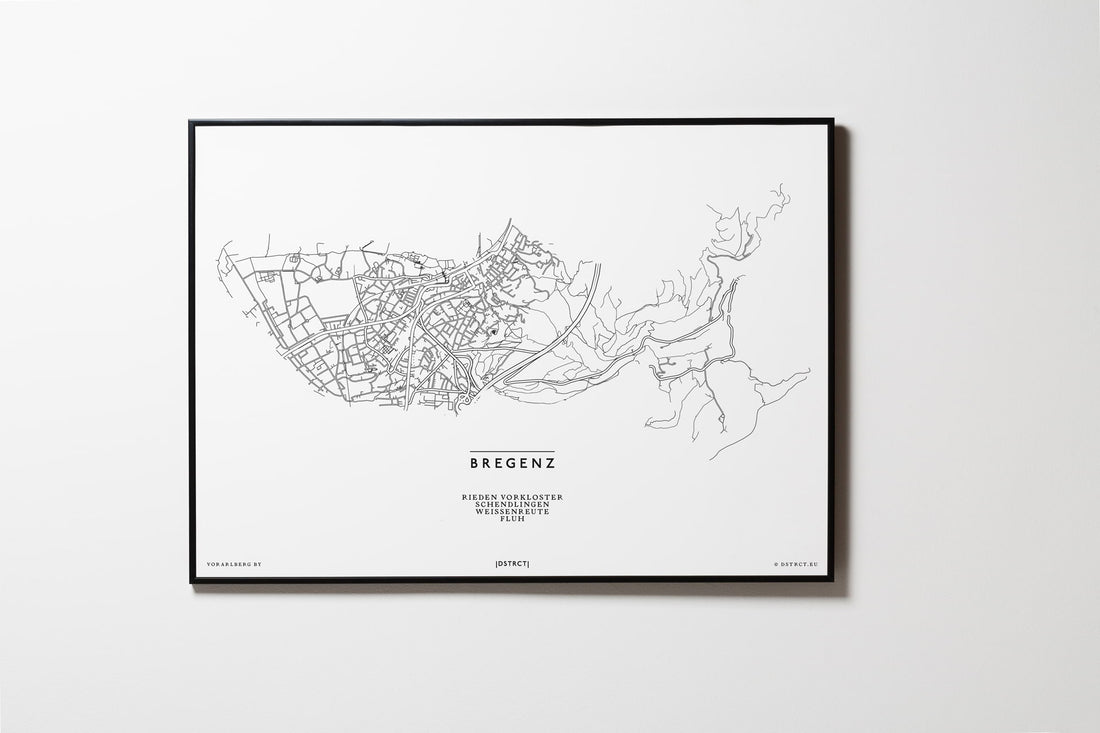 Bregenz | 6900 | Vorarlberg | City Map Karte Plan Bild Print Poster Mit Rahmen Framed L & XL