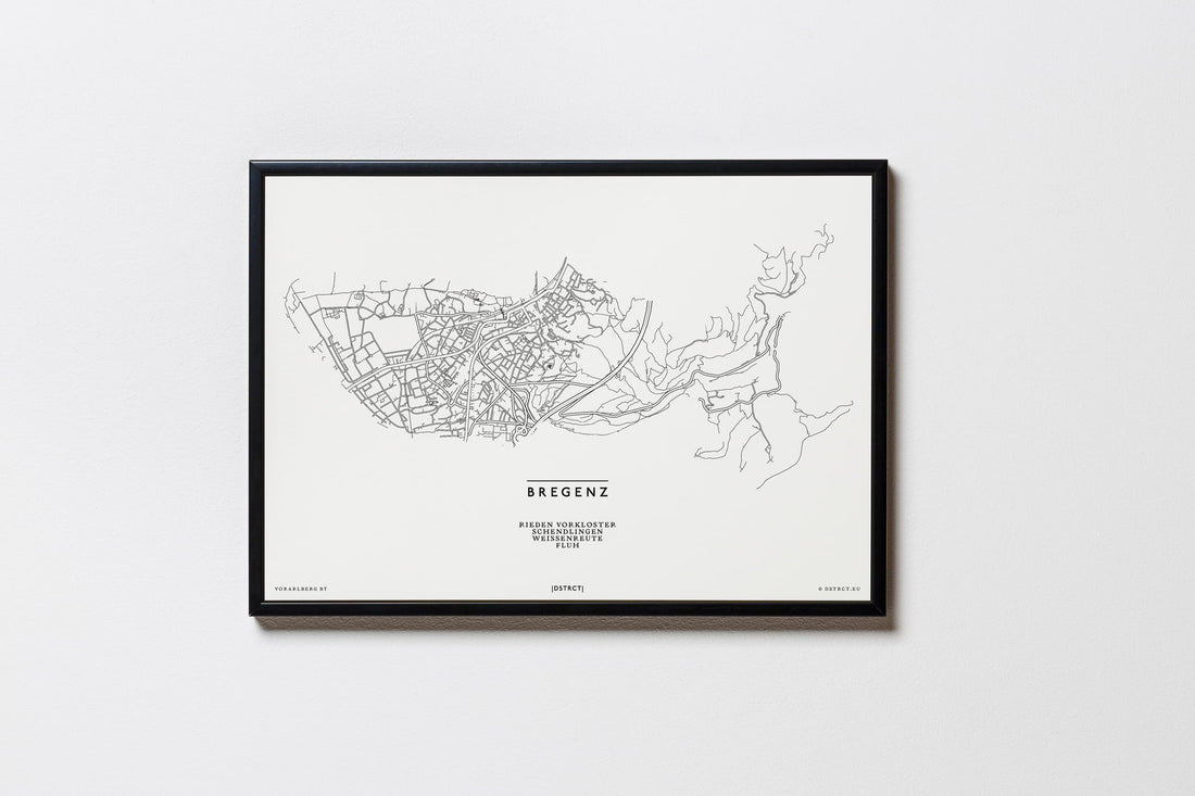Bregenz | 6900 | Vorarlberg | City Map Karte Plan Bild Print Poster Mit Rahmen Framed