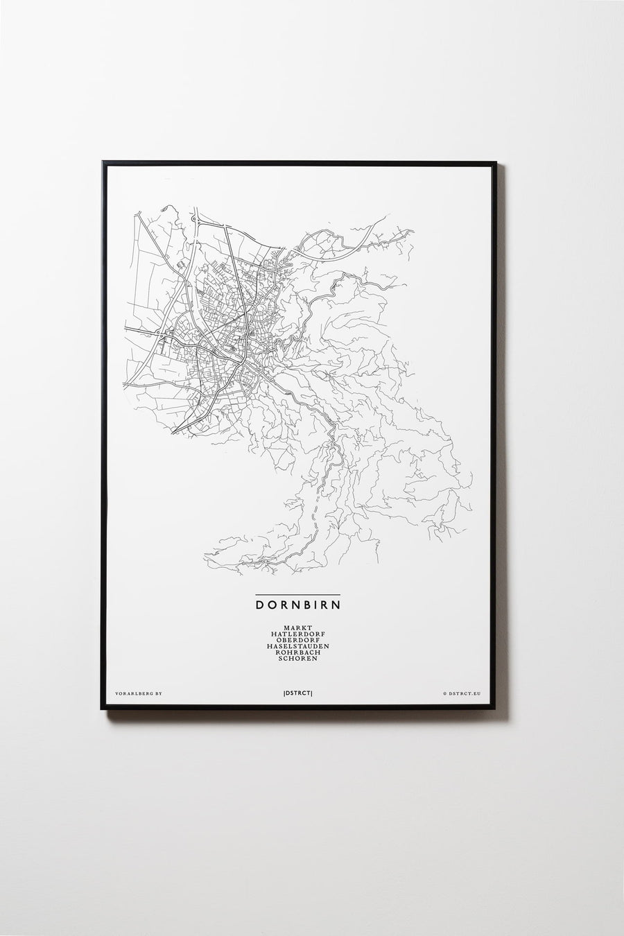 Dornbirn | 6850 | Vorarlberg | City Map Karte Plan Bild Print Poster Mit Rahmen Framed L & XL