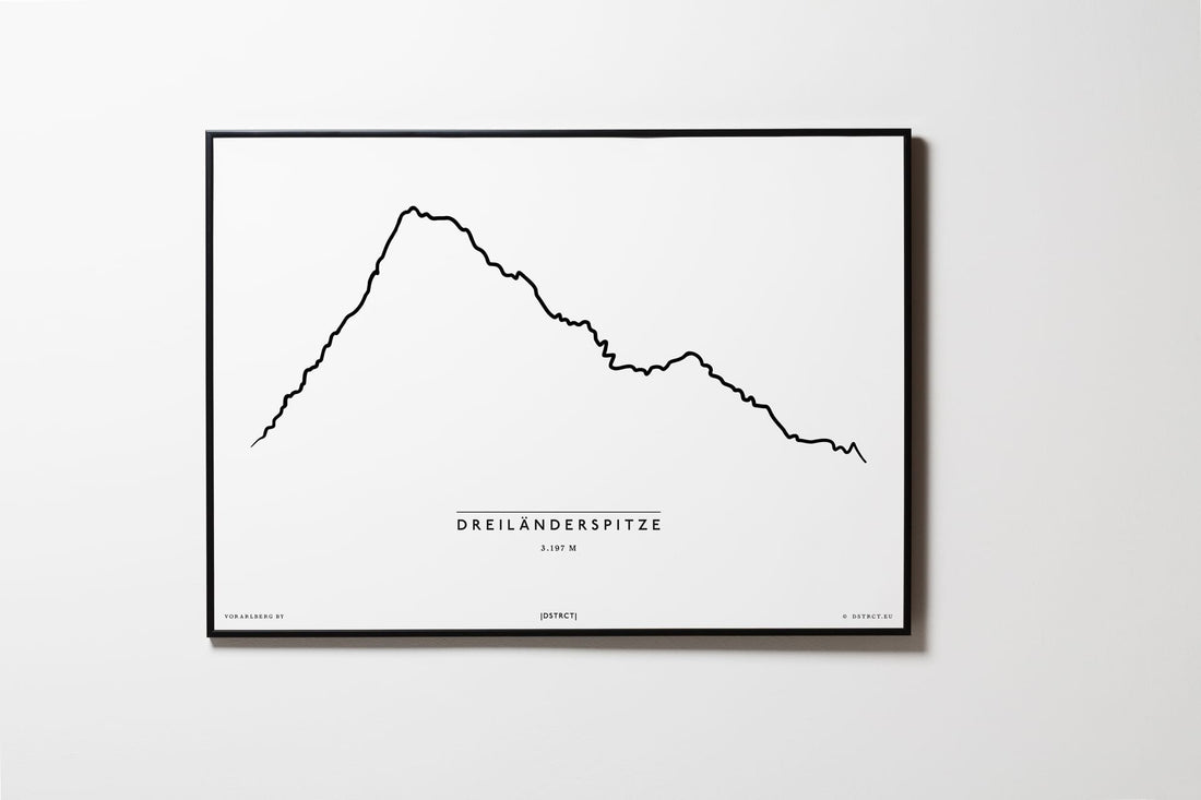 Dreiländerspitze | Vorarlberg | Illustration | Zeichnung Bild Print Poster Mit Rahmen Framed L & XL