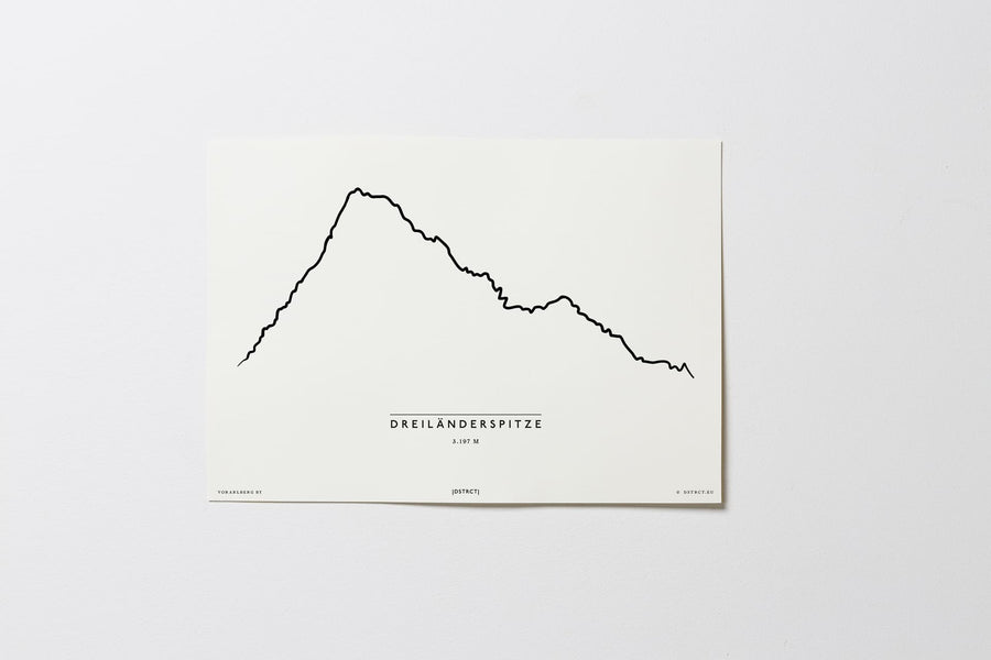Dreiländerspitze | Vorarlberg | Illustration | Zeichnung Bild Print Poster Ohne Rahmen Unframed