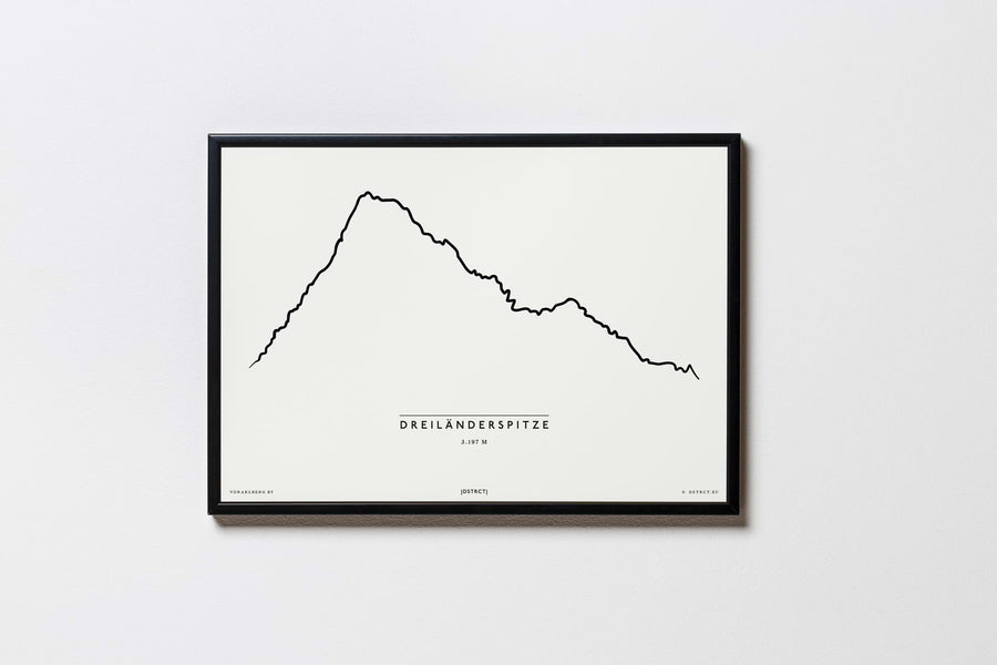 Dreiländerspitze | Vorarlberg | Illustration | Zeichnung Bild Print Poster Mit Rahmen Framed