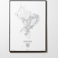 Feldkirch | 6800 | Vorarlberg | City Map Karte Plan Bild Print Poster Mit Rahmen Framed L & XL