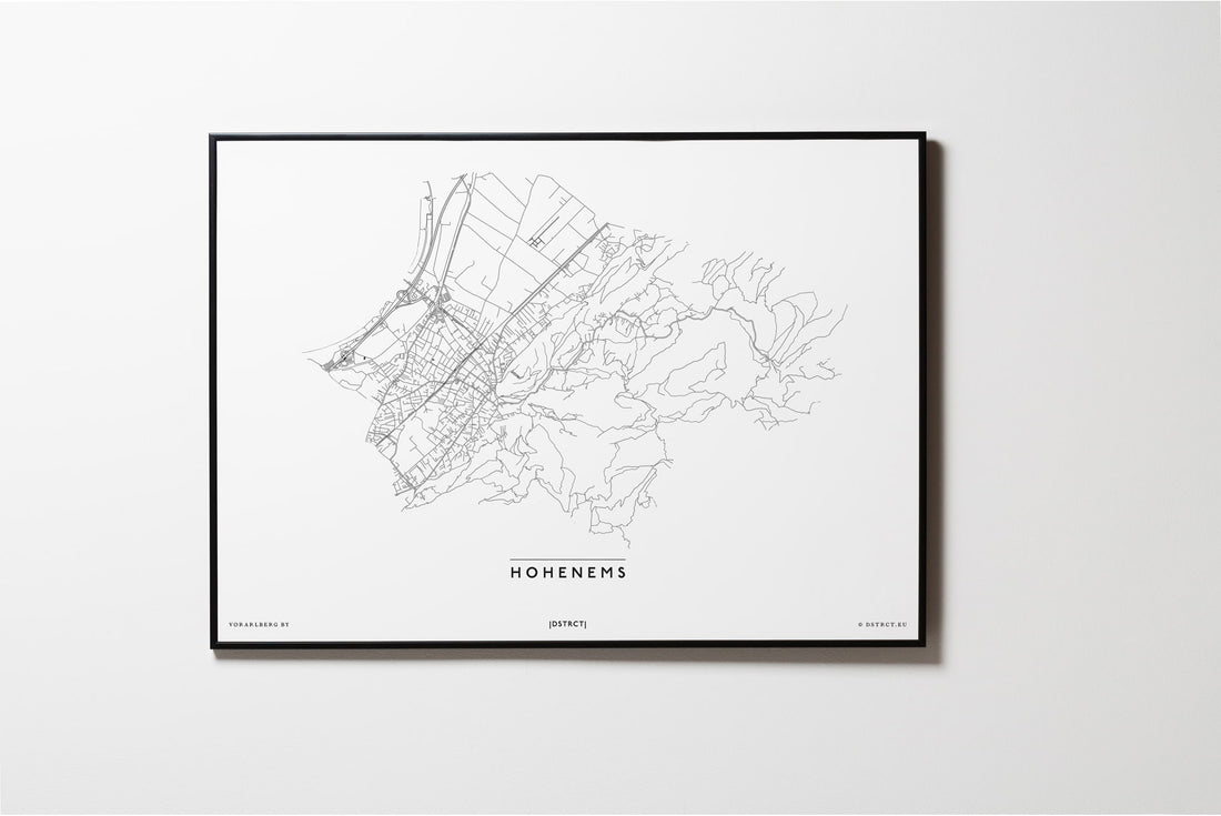 Hohenems | 6845 | Vorarlberg | City Map Karte Plan Bild Print Poster Mit Rahmen Framed L & XL