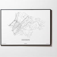 Hohenems | 6845 | Vorarlberg | City Map Karte Plan Bild Print Poster Mit Rahmen Framed L & XL
