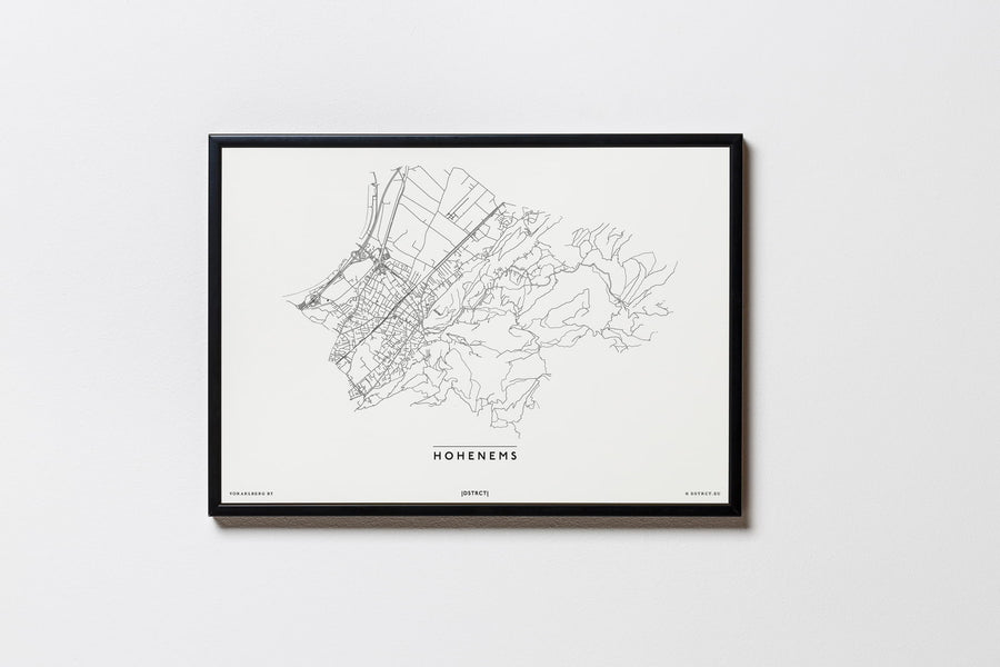 Hohenems | 6845 | Vorarlberg | City Map Karte Plan Bild Print Poster Mit Rahmen Framed