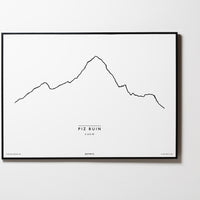 Piz Buin | Vorarlberg | Illustration | Zeichnung Bild Print Poster Mit Rahmen Framed L & XL