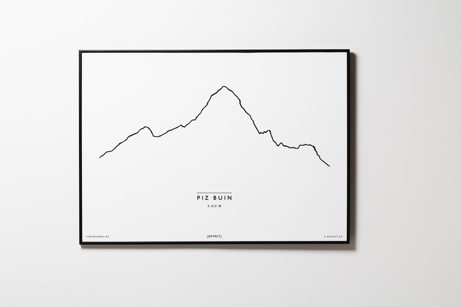 Piz Buin | Vorarlberg | Illustration | Zeichnung Bild Print Poster Mit Rahmen Framed L & XL