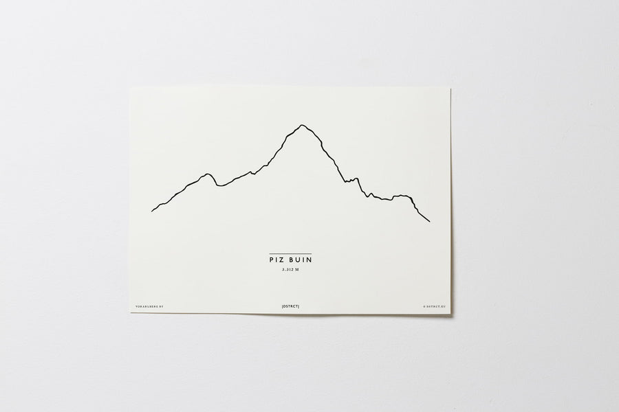 Piz Buin | Vorarlberg | Illustration | Zeichnung Bild Print Poster Ohne Rahmen Unframed