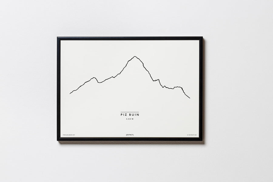 Piz Buin | Vorarlberg | Illustration | Zeichnung Bild Print Poster Mit Rahmen Framed