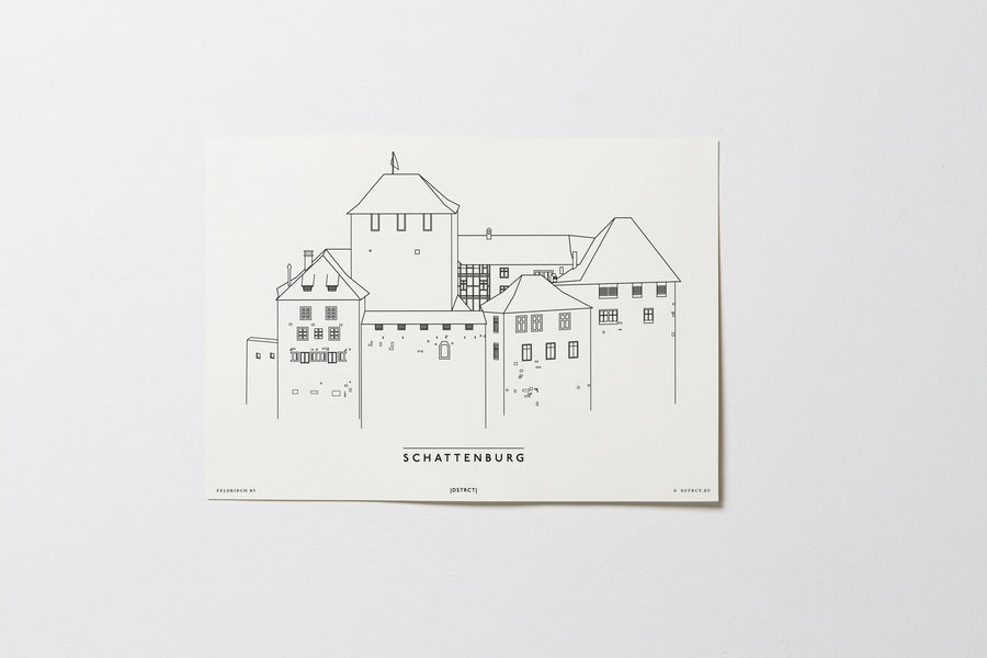 Schattenburg | Feldkirch | Illustration Zeichnung Bild Print Poster Ohne Rahmen Unframed