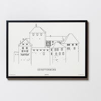 Schattenburg | Feldkirch | Illustration Zeichnung Bild Print Poster Mit Rahmen Framed