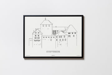 Schattenburg | Feldkirch | Illustration Zeichnung Bild Print Poster Mit Rahmen Framed