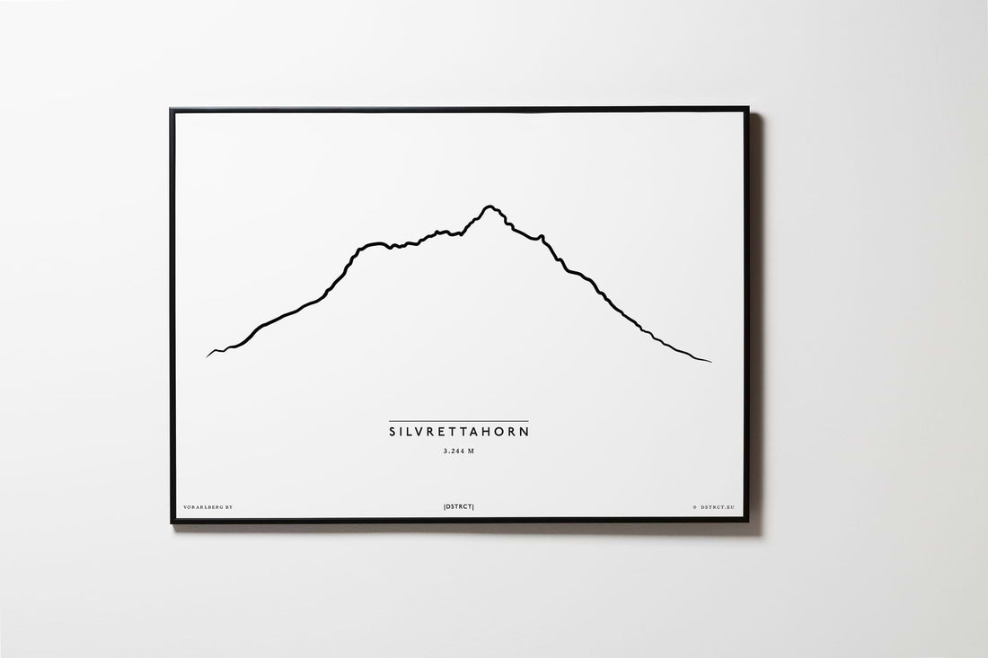 Silvrettahorn | Vorarlberg | Illustration | Zeichnung Bild Print Poster Mit Rahmen Framed L & XL