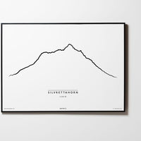 Silvrettahorn | Vorarlberg | Illustration | Zeichnung Bild Print Poster Mit Rahmen Framed L & XL