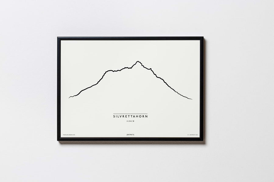Silvrettahorn | Vorarlberg | Illustration | Zeichnung Bild Print Poster Mit Rahmen Framed