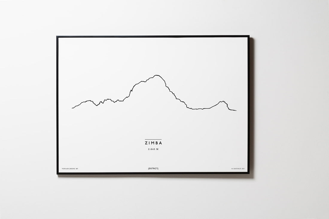 Zimba 2645m | Vorarlberg | Illustration | Zeichnung Bild Print Poster Mit Rahmen Framed L & XL