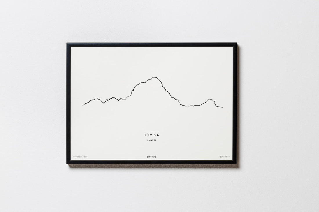 Zimba 2645m | Vorarlberg | Illustration | Zeichnung Bild Print Poster Mit Rahmen Framed