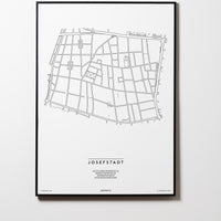 Josefstadt | 1080 | Wien | City Map Karte Plan Bild Print Poster Mit Rahmen Framed L & XL