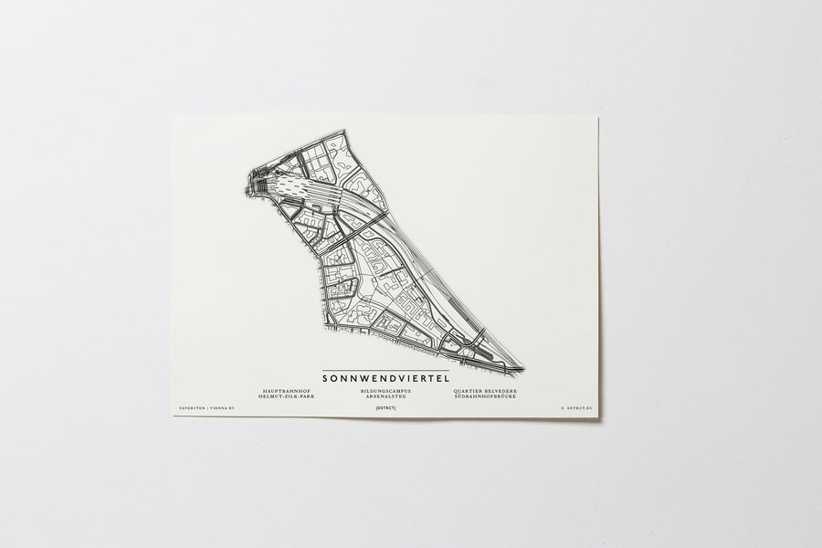 Sonnwendviertel | Favoriten | 1100 | Wien | City Map Karte Plan Bild Print Poster Ohne Rahmen Unframed