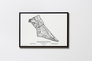 Sonnwendviertel | Favoriten | 1100 | Wien | City Map Karte Plan Bild Print Poster Mit Rahmen Framed
