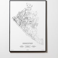 Donaustadt | 1220 | Wien | City Map Karte Plan Bild Print Poster Mit Rahmen Framed L & XL