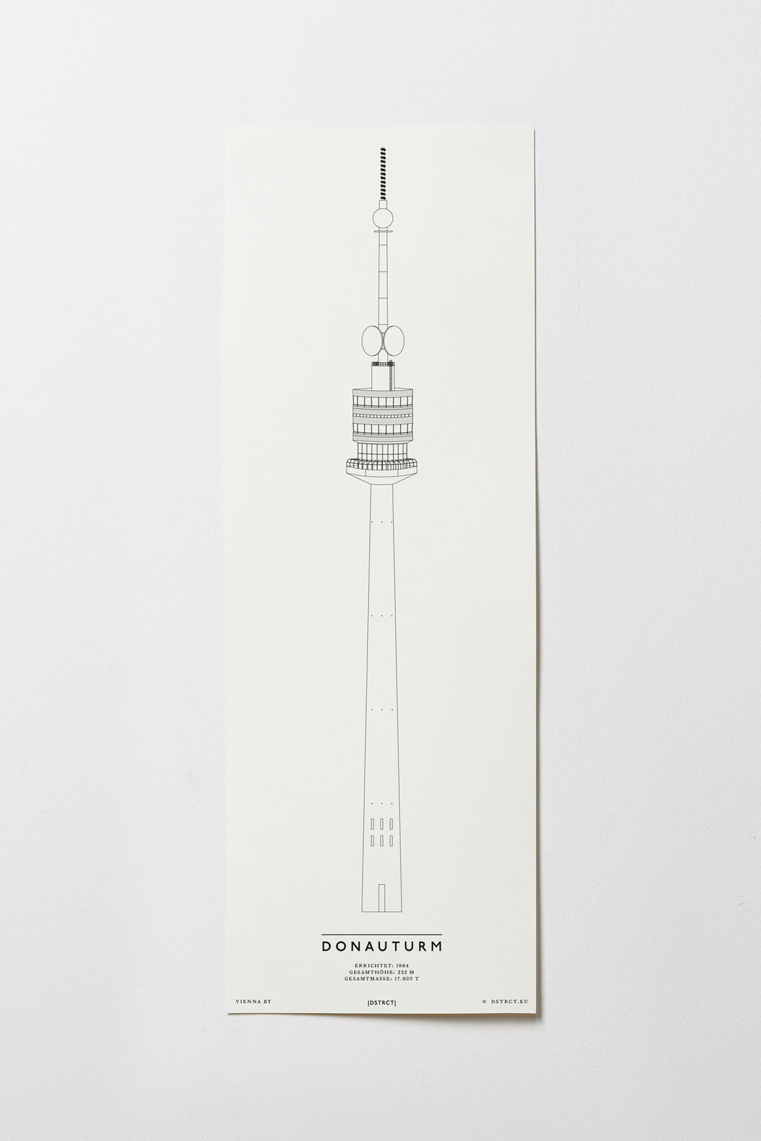 Wiener Donauturm | Wien | Illustration Zeichnung Bild Print Poster Kunst Ohne Rahmen Unframed Panorama Paper