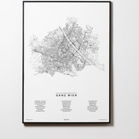 Ganz Wien | Wien | Österreich | City Map Karte Plan Bild Print Poster Mit Rahmen Framed L & XL