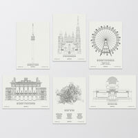 6er Set Minigrafiken / Postkartten Wien | Wien | Österreich | City Map Karte Plan Bild Print Poster