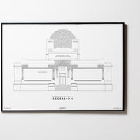 Secession | Wien | Illustration Zeichnung Bild Print Poster Kunst Mit Rahmen Framed L & XL