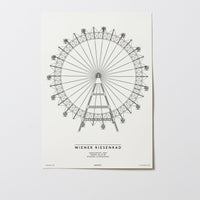 Wiener Riesenrad | Wien | Illustration Zeichnung Bild Print Poster Kunst Ohne Rahmen Unframed