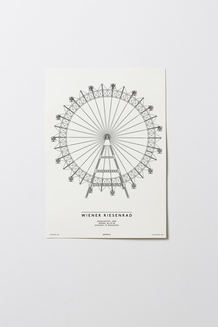 Wiener Riesenrad | Wien | Illustration Zeichnung Bild Print Poster Kunst Ohne Rahmen Unframed