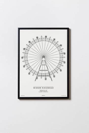 Wiener Riesenrad | Wien | Illustration Zeichnung Bild Print Poster Kunst Mit Rahmen Framed